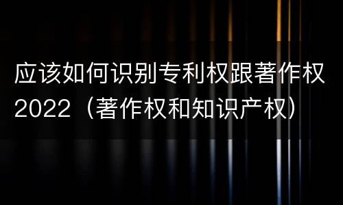 应该如何识别专利权跟著作权2022（著作权和知识产权）