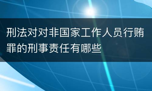 刑法对对非国家工作人员行贿罪的刑事责任有哪些