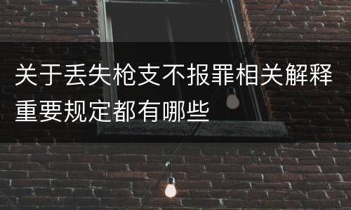 关于丢失枪支不报罪相关解释重要规定都有哪些