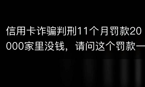 信用卡诈骗判刑11个月罚款20000家里没钱,请问这个罚款一定要还吗