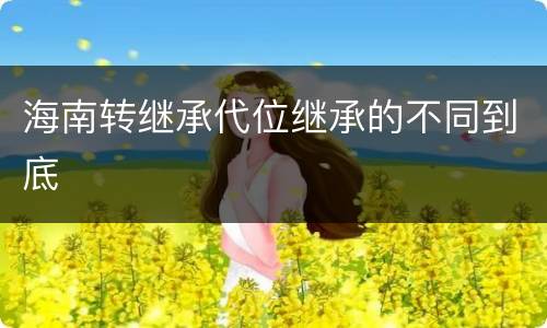 海南转继承代位继承的不同到底