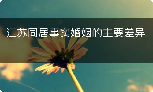 江苏同居事实婚姻的主要差异