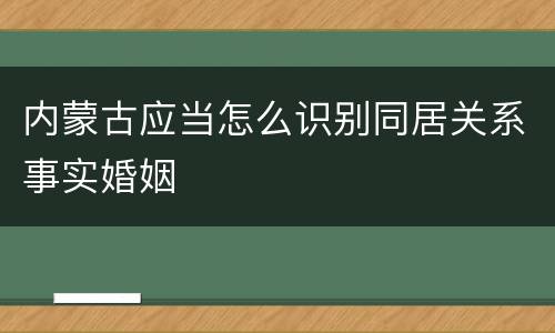 内蒙古应当怎么识别同居关系事实婚姻