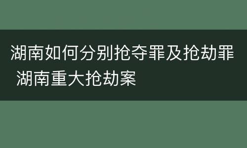 湖南如何分别抢夺罪及抢劫罪 湖南重大抢劫案