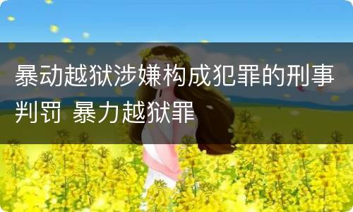 暴动越狱涉嫌构成犯罪的刑事判罚 暴力越狱罪