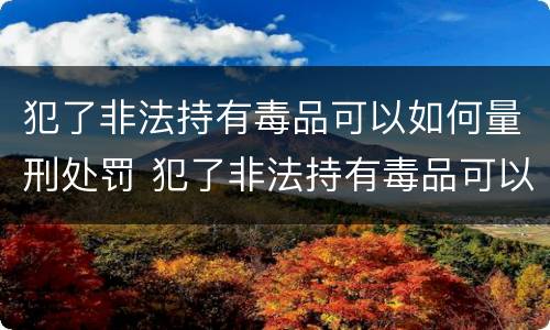 犯了非法持有毒品可以如何量刑处罚 犯了非法持有毒品可以如何量刑处罚