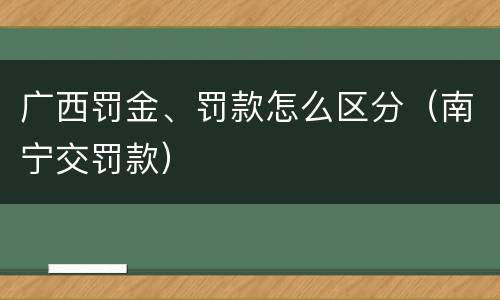 广西罚金、罚款怎么区分（南宁交罚款）