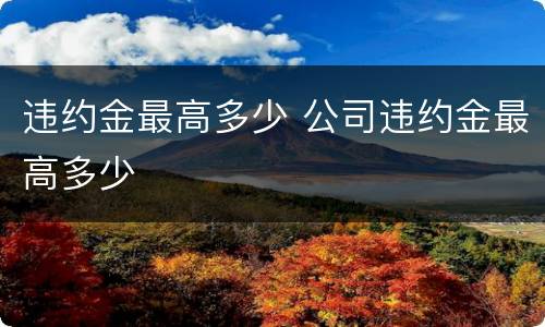 违约金最高多少 公司违约金最高多少