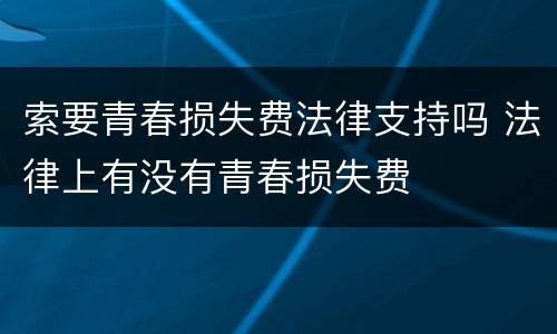 索要青春损失费法律支持吗 法律上有没有青春损失费