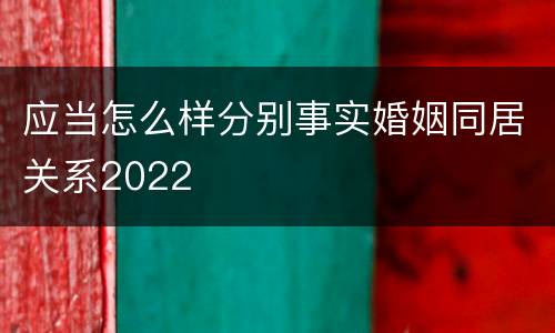应当怎么样分别事实婚姻同居关系2022