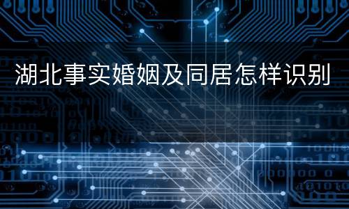湖北事实婚姻及同居怎样识别