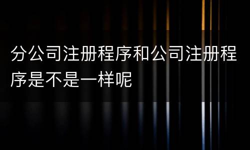 分公司注册程序和公司注册程序是不是一样呢