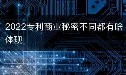 2022专利商业秘密不同都有啥体现