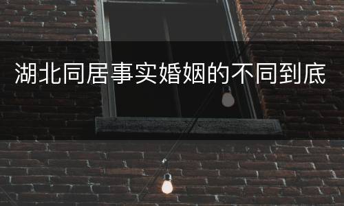 湖北同居事实婚姻的不同到底