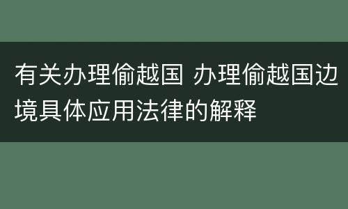 有关办理偷越国 办理偷越国边境具体应用法律的解释