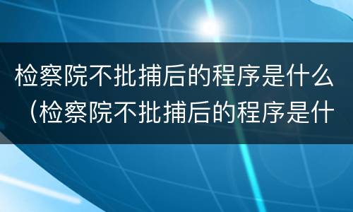 检察院不批捕后的程序是什么（检察院不批捕后的程序是什么意思）