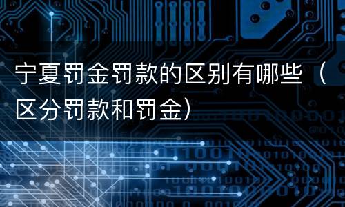 宁夏罚金罚款的区别有哪些（区分罚款和罚金）
