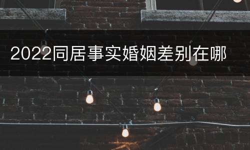 2022同居事实婚姻差别在哪