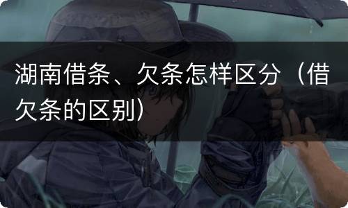 湖南借条、欠条怎样区分（借欠条的区别）