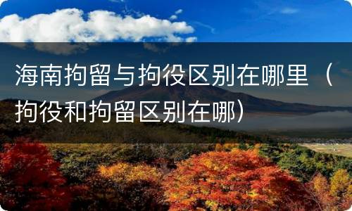 海南拘留与拘役区别在哪里（拘役和拘留区别在哪）