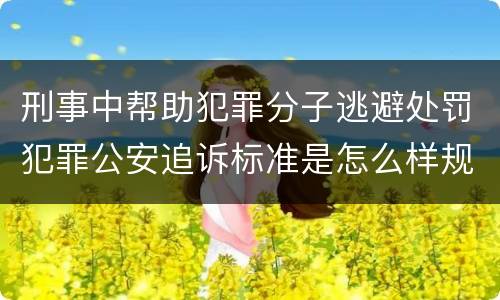 刑事中帮助犯罪分子逃避处罚犯罪公安追诉标准是怎么样规定