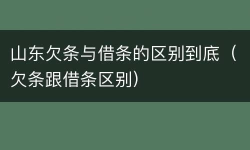 山东欠条与借条的区别到底（欠条跟借条区别）