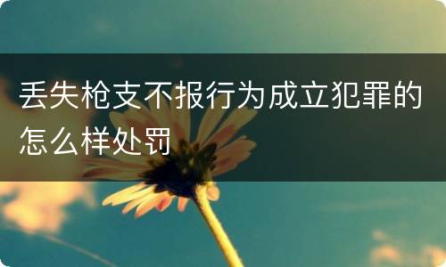 丢失枪支不报行为成立犯罪的怎么样处罚