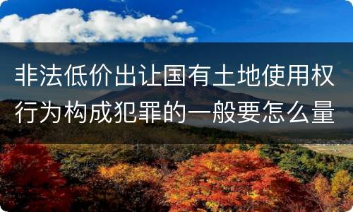 非法低价出让国有土地使用权行为构成犯罪的一般要怎么量刑