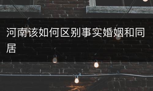 河南该如何区别事实婚姻和同居