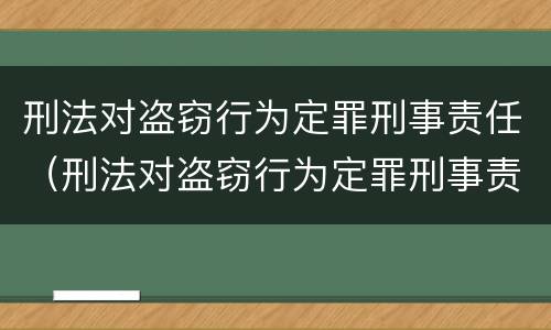刑法对盗窃行为定罪刑事责任（刑法对盗窃行为定罪刑事责任的规定）