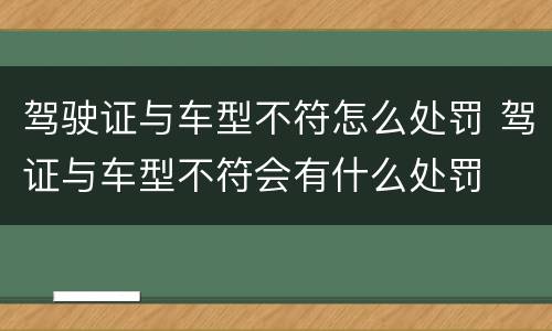 驾驶证与车型不符怎么处罚 驾证与车型不符会有什么处罚