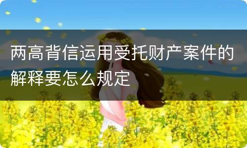 两高背信运用受托财产案件的解释要怎么规定