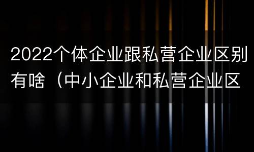 2022个体企业跟私营企业区别有啥（中小企业和私营企业区别）