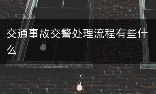 交通事故交警处理流程有些什么