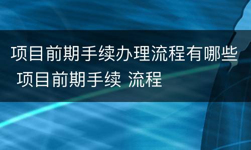 项目前期手续办理流程有哪些 项目前期手续 流程
