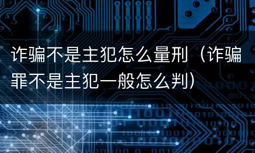 诈骗不是主犯怎么量刑（诈骗罪不是主犯一般怎么判）