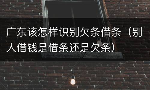 广东该怎样识别欠条借条（别人借钱是借条还是欠条）
