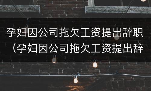 孕妇因公司拖欠工资提出辞职（孕妇因公司拖欠工资提出辞职有赔偿吗）