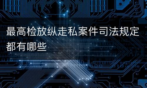 最高检放纵走私案件司法规定都有哪些