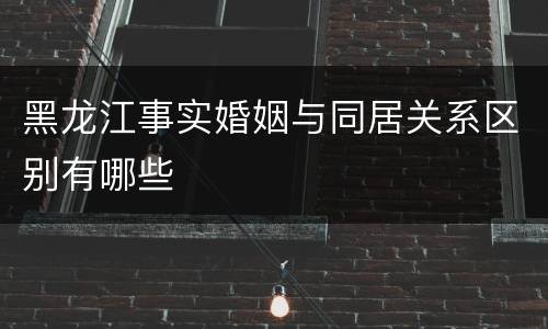 黑龙江事实婚姻与同居关系区别有哪些