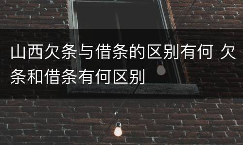 山西欠条与借条的区别有何 欠条和借条有何区别