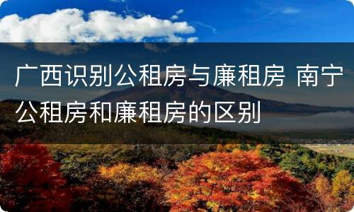 广西识别公租房与廉租房 南宁公租房和廉租房的区别