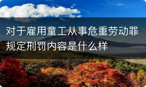 对于雇用童工从事危重劳动罪规定刑罚内容是什么样