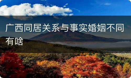 广西同居关系与事实婚姻不同有啥
