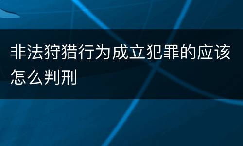 非法狩猎行为成立犯罪的应该怎么判刑