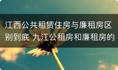江西公共租赁住房与廉租房区别到底 九江公租房和廉租房的区别