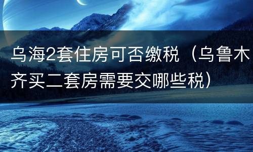 乌海2套住房可否缴税（乌鲁木齐买二套房需要交哪些税）