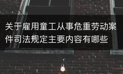 关于雇用童工从事危重劳动案件司法规定主要内容有哪些