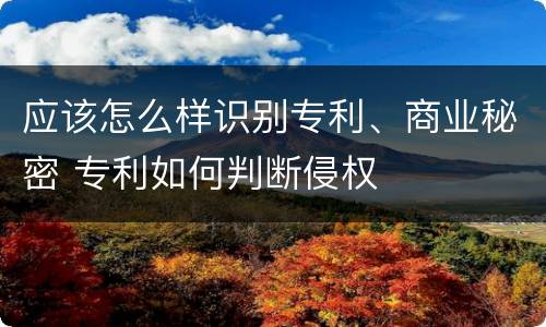 应该怎么样识别专利、商业秘密 专利如何判断侵权