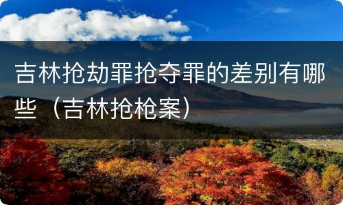 吉林抢劫罪抢夺罪的差别有哪些（吉林抢枪案）